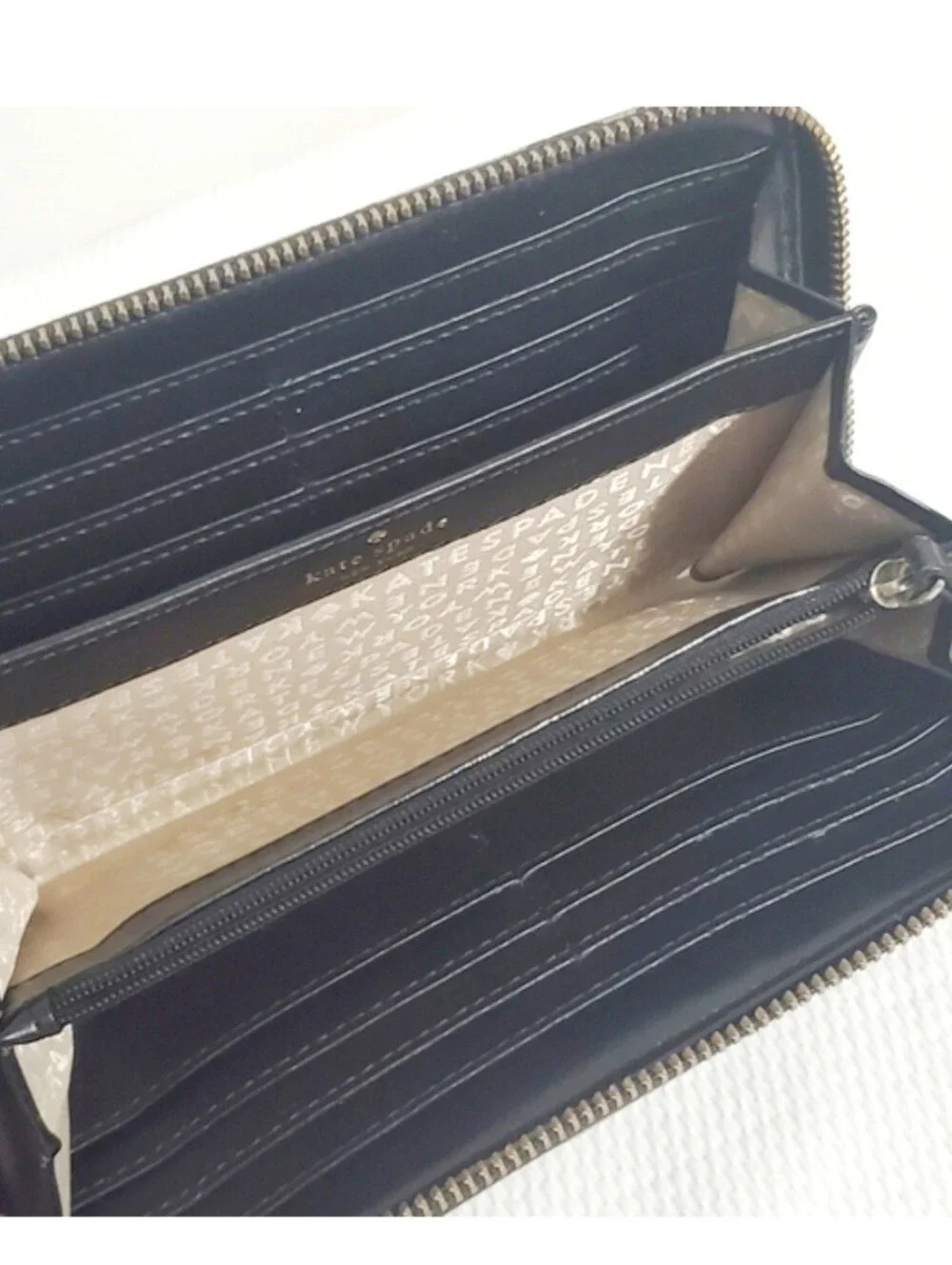 Kate Spade Nada Signature Canvas Wallet Black Pink Stripe